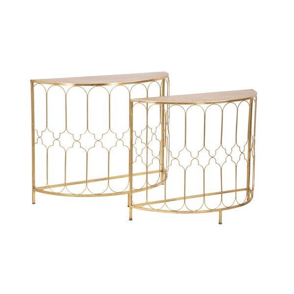 Комплект от 2 конзолни масички със златист дизайн Balconette - Mauro Ferretti-image-4