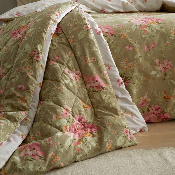 Зелено капитонирано покривало за легло 200x200 cm Penelope Floral – Catherine Lansfield-image-2