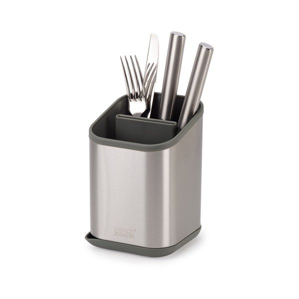 Тавичка за оттичане за прибори от неръждаема стомана в блестящо сребрист цвят 11x11,5 cm Duo Steel – Joseph Joseph