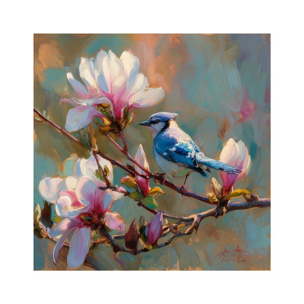 Печатна върху платно картина 32x32 cm Bluejay & Blossom – Styler
