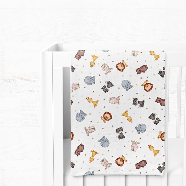 Бяло муселиново бебешко одеяло 75x100 cm Zoo – Mijolnir-image-3