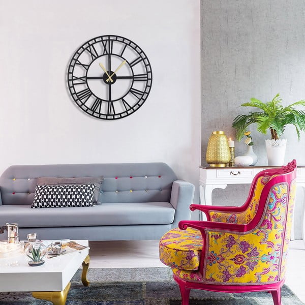 Черен стенен часовник Гърция, ø 50 cm - Bystag-image-4