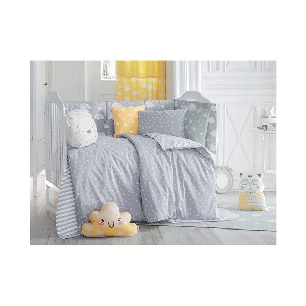 Синьо-сива защитна памучна покривка за матрак за детско легло Mike & Co. NEW YORK Carino, 40 x 210 cm Stars - Mike & Co. NEW YORK-image-1