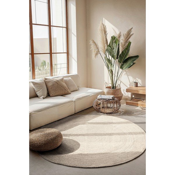 Кремав двустранен/ръчно изработен ютен кръгъл килим ø 100 cm Braided – Hanse Home-image-1