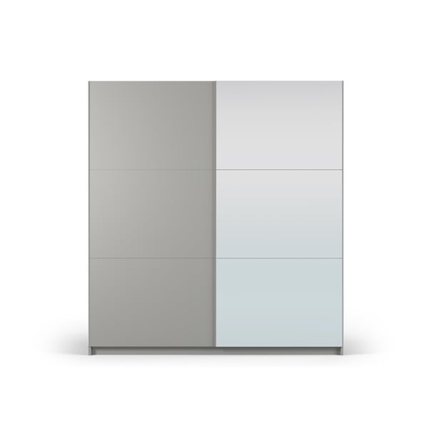 Сив гардероб с огледало и плъзгащи се врати 200x215 cm Lisburn - Cosmopolitan Design