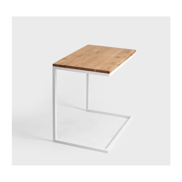 Маса с бяла основа и масивен дъбов плот Lupe - CustomForm-image-4