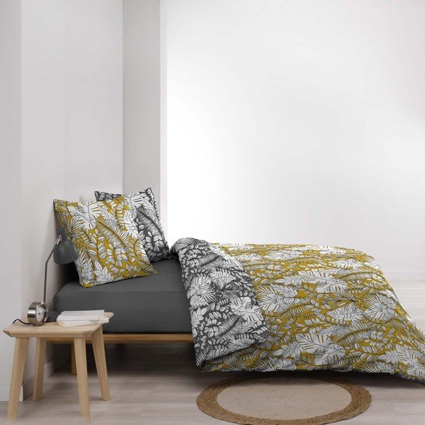 Жълто удължено двойно спално бельо от микрофибър 240x220 cm Calaos – douceur d'intérieur-image-1