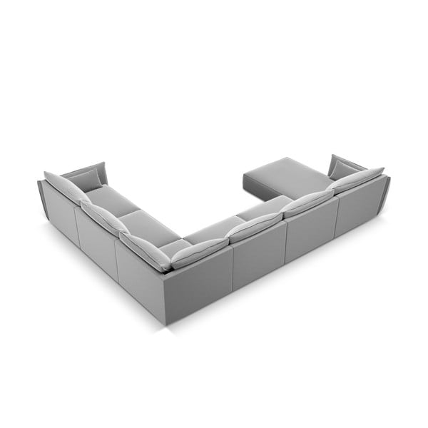 Светлосив кадифен ъглов диван (десен ъгъл/U форма) Vanda – Mazzini Sofas-image-3