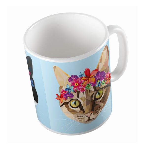 Керамична чаша "Котка с цветя", 330 ml - Butter Kings