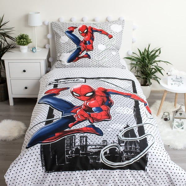 Памучно детско единично спално бельо със светещ ефект 140x200 cm Spiderman - Jerry Fabrics-image-1