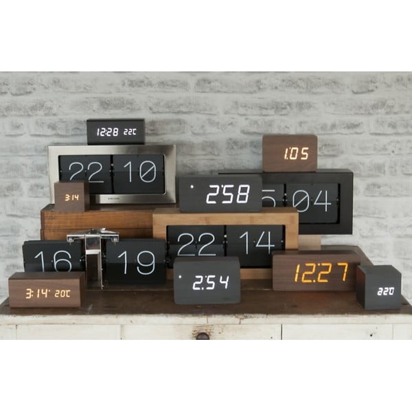 Черен будилник в дървен декор , 21 x 9 cm Tube - Karlsson-image-1