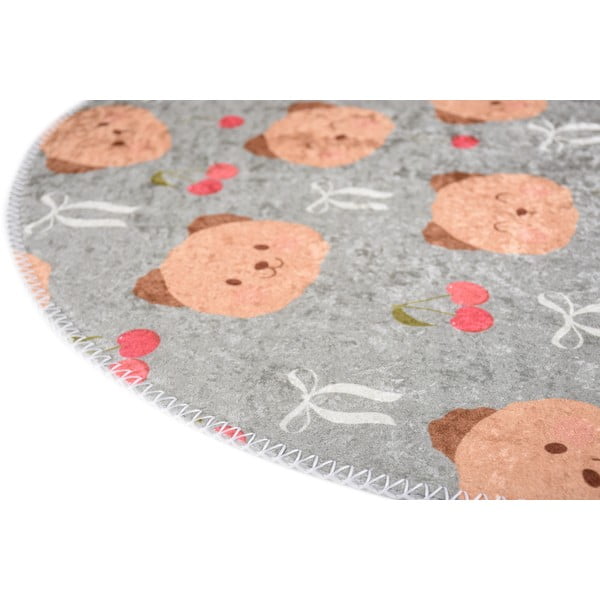 Сиво-кафяв детски килим подходящ за пране ø120 cm Cute Teddies – Vitaus-image-2