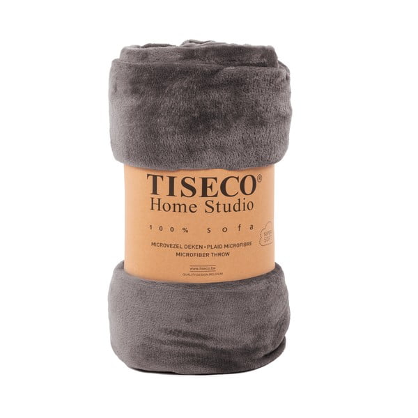 Сиво микро плюшено одеяло , 220 x 240 cm - Tiseco Home Studio