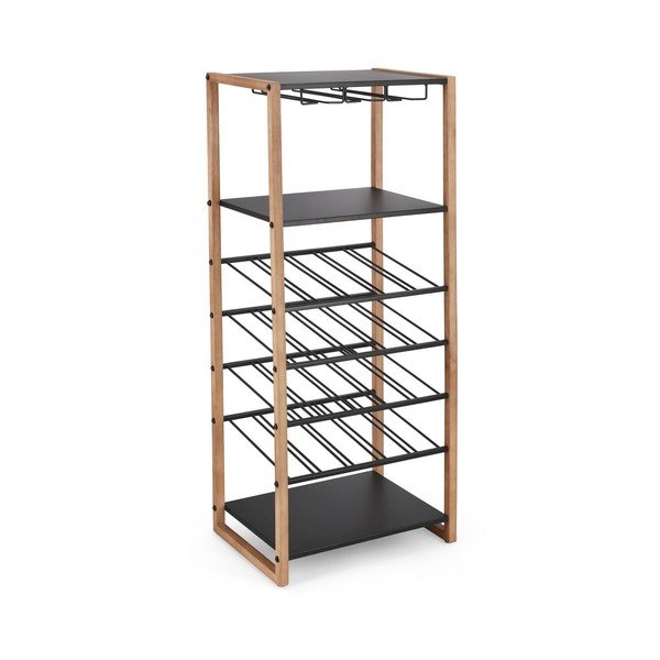 Черен/в естествен цвят метален шкаф за вино брой бутилки 20, 50x122x35 cm Isaac – Yes Everyday-image-2