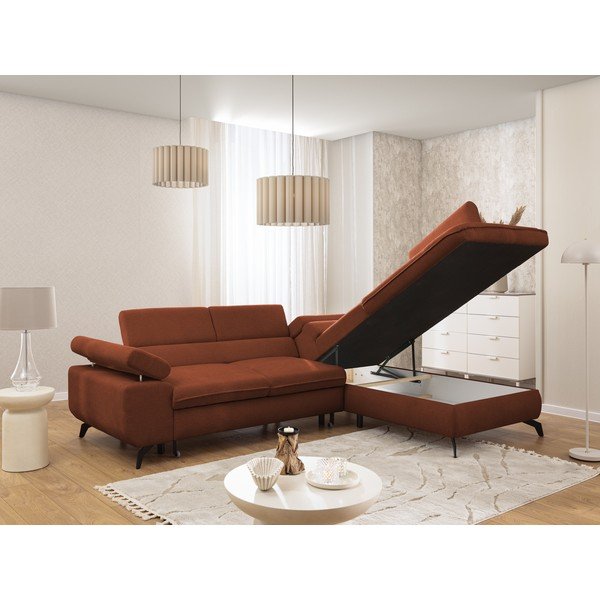 Теракотен шенилов ъглов диван (десен ъгъл/L форма) Marbeya  – Ropez-image-4