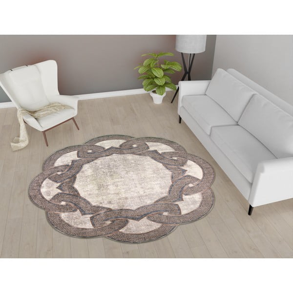 Бежов кръгъл килим ø 160 cm - Vitaus-image-1