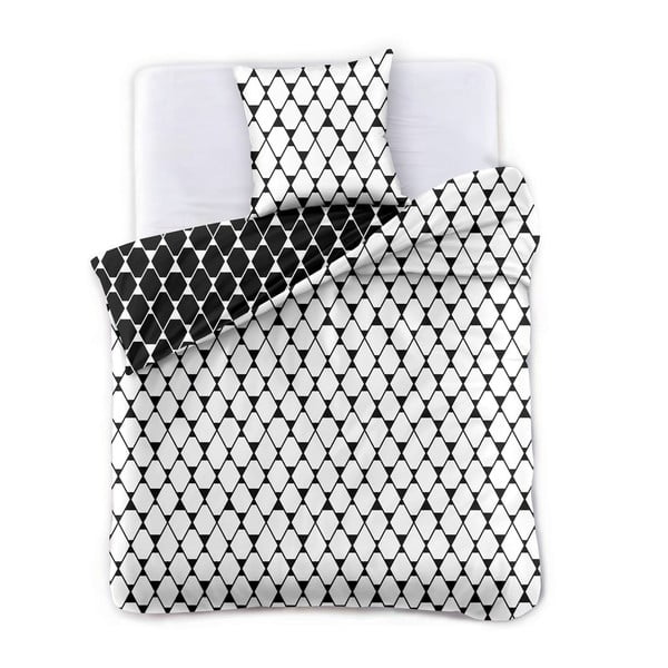 Черно-бяло двустранно спално бельо от микрофибър Hypnosis Rhombuses, 220 x 200 cm - DecoKing