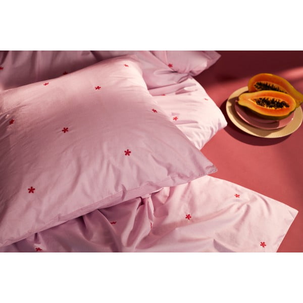 Розово единично  спално бельо от памук перкал 140x200 cm Daisy – JUNA-image-1
