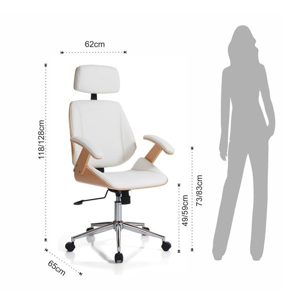 Бял офис стол от имитация на кожа Visby – Tomasucci-image-4