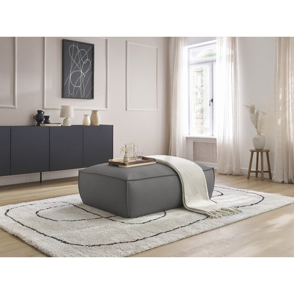 Сива табуретка  от изкуствена кожа Boheme – Bobochic Paris-image-1