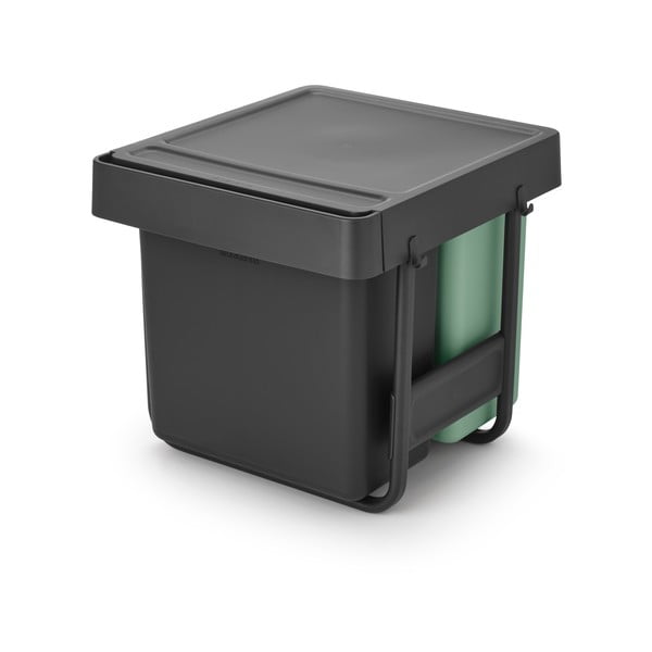 Вградено пластмасово кошче за боклук за рециклиране в цвят мента и тъмносиво 40 l Sort&Go – Brabantia-image-4