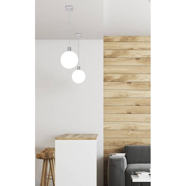 Висяща лампа в сребристо със стъклен абажур ø 15 cm Oden - Candellux Lighting-image-2