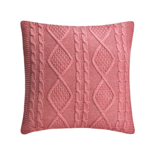 Pletený polštář Kosem 43x43 cm, růžový