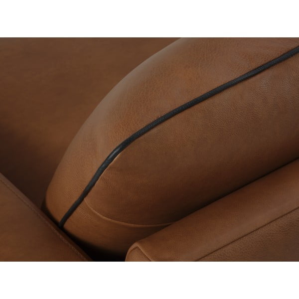 Коняк кафяв кожен диван 260 cm Virna - Micadoni Home-image-1