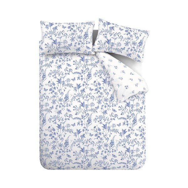 Синьо  двойно  3 части спално бельо от памук перкал 200x200 cm Thea Floral – Bianca
