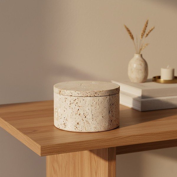 Декоративна каменна кутия за съхранение в естествен цвят ø 14x8 cm Tibor – Premier Housewares-image-3