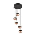 LED висящо осветително тяло с метален абажур ø 30 cm в черно-меден цвят Orbit - Trio Select