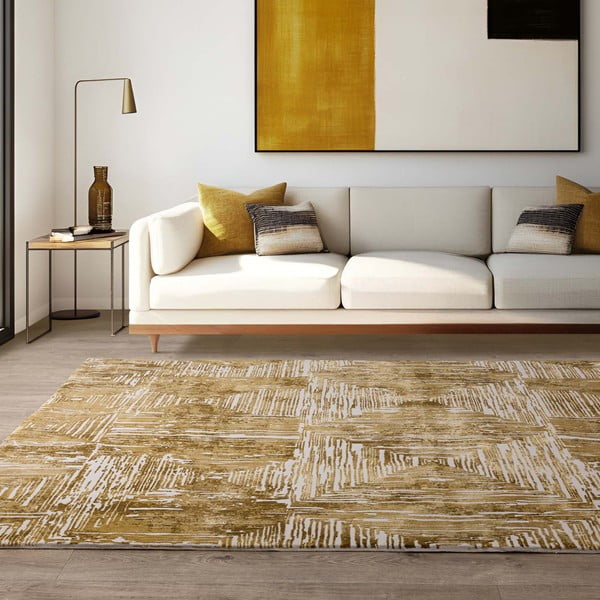 Килим в златист цвят 120x170 cm Kuza Lines Gold – Asiatic Carpets-image-1