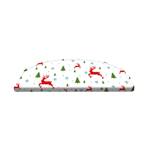 Червени/бели стълбищни стъпала в комплект от 16 броя 65x20 cm Christmas Deer and Tree - Vitaus