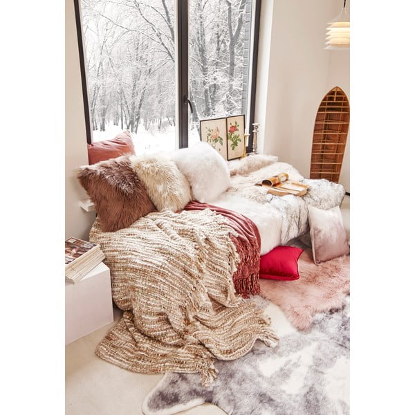 Кафява декоративна възглавница от изкуствена кожа , 45 x 45 cm - Tiseco Home Studio-image-1