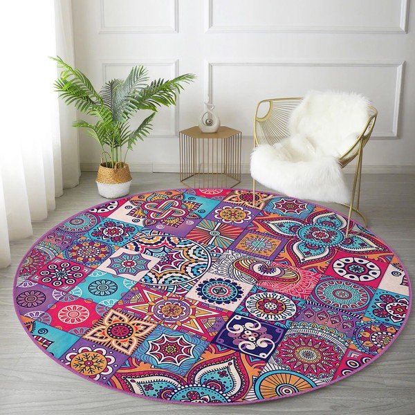 Кръгъл килим подходящ за пране и за прахосмукачки роботи ø 100 cm Comfort – Mila Home-image-4