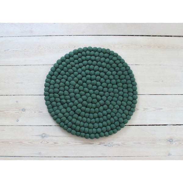 Тъмнозелена топка вълна Подложка за стол, ⌀ 39 cm - Wooldot