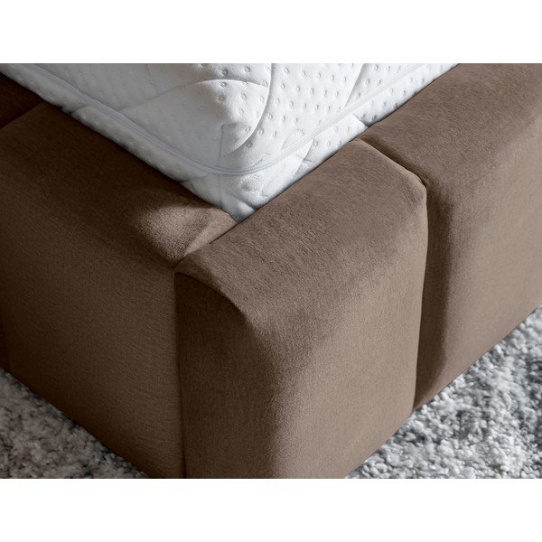 Светлокафяво тапицирано двойно легло с място за съхранение и включена подматрачна рамка 160x200 cm Lamica – ELTAP-image-3