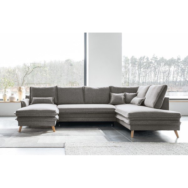 Сив разтегателен ъглов диван (десен ъгъл/"U" форма) Charming Charlie – Miuform-image-1