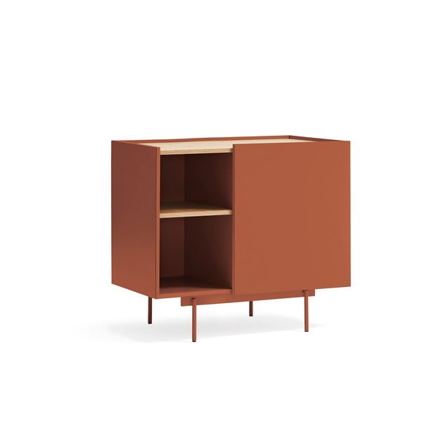 Нисък скрин с чекмеджета в цвят тухла и естествен дъб 90x78 cm Otto - Teulat-image-2