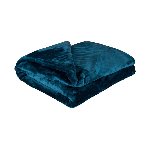 Петролено синьо микро плюшено одеяло Amber, 200 x 220 cm - My House
