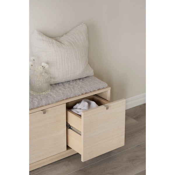 Сива/естествена стойка за обувки от декор от дъб  за сядане Confetti – Rowico-image-3