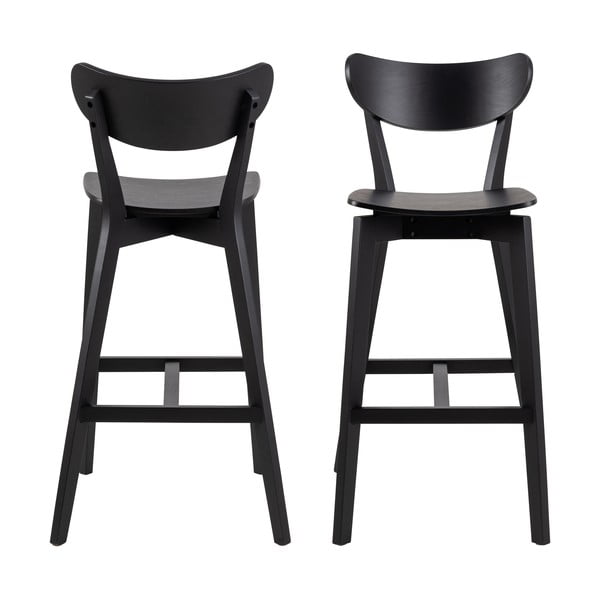 Черни дървени бар столове от каучук в комплект от 2 броя 105 см Roxby - Actona-image-3