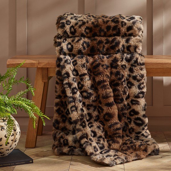 Кафяво одеяло 130x170 cm Animal Print – Catherine Lansfield-image-1