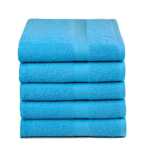 Sada 5 modrých ručníků Ekkelboom, 50x100 cm