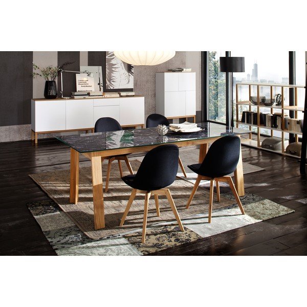 Бял скрин с четири врати и дъбови крака , 92 x 138 cm Patch - Tenzo-image-4