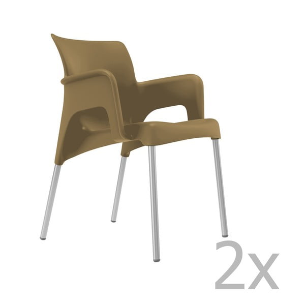 Комплект от 2 шоколадовокафяви градински стола Sun - Resol
