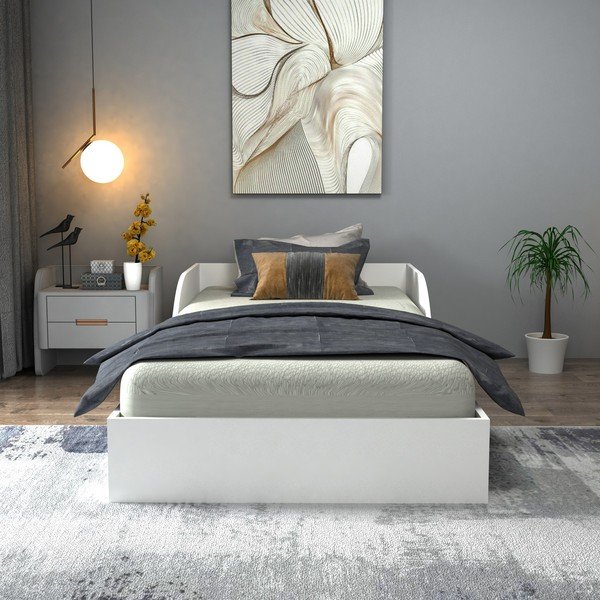 Бяло единично легло 90x190 cm Oya - Kalune Design-image-3