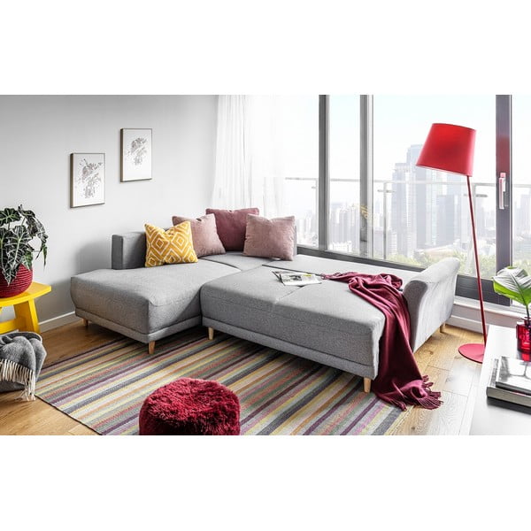 Светлосив ъглов разтегателен диван, ляв ъгъл Lovely Annie - Miuform-image-3