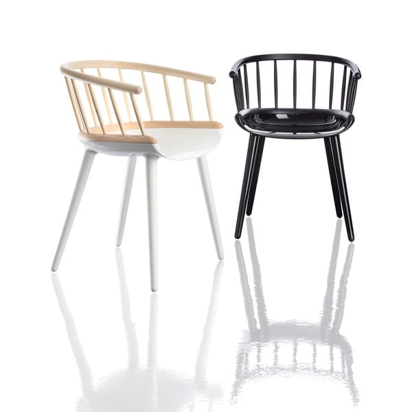 Кафяво-бял трапезен стол с облегалка от ясенова дървесина Cyborg - Magis-image-1