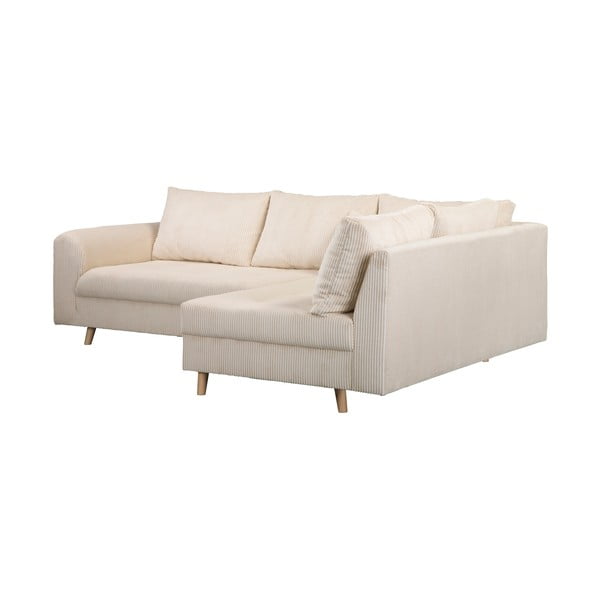 Кремав ъглов диван от велур (десен ъгъл) Ariella - Ropez-image-3